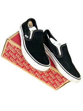 VANS Classic Slip On Sneakers size 9.5 Mens 11 Womens Black Canvas w/Box